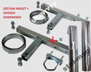 Uchwyt Obejma kominowa 5m + maszt składany 150cm